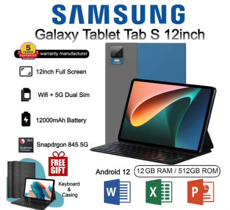 Samsung Galaxy Tab S 12Inch 2024 Android 12.0 12GB RAM + 512GB ROM